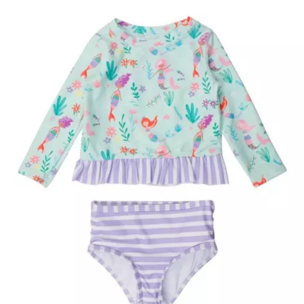 Rufflebutts UPF 50+ mermaid princess swim suit, 12-18 months